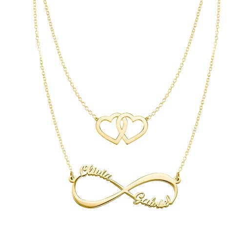 Hearts Infinity Necklaces Set For Her Gold Plated