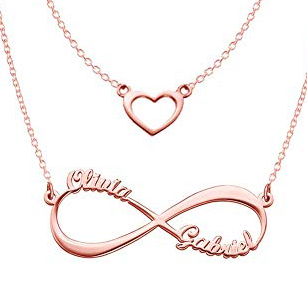 Heart Infinity Necklaces Set For Her Rose Gold