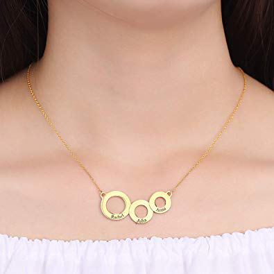 Engraved Circles Necklace 18k Gold Plated