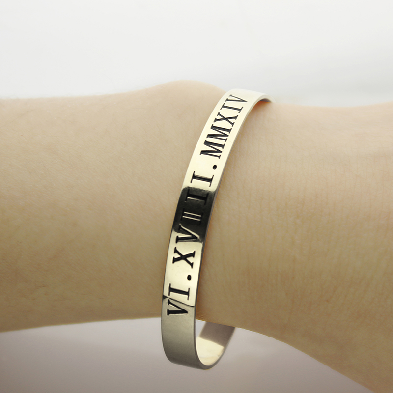 Personalized Mother's Date Bangle Bracelet