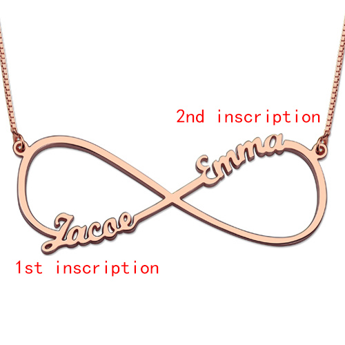Infinity Necklace Two Names - Rose Gold