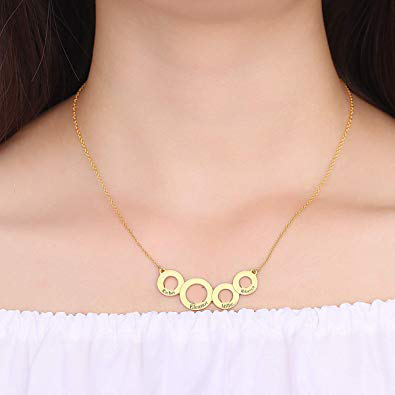 Engraved Circles Necklace 18k Gold Plated