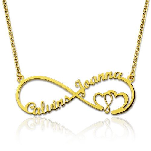 Infinity Heart In Heart Necklace Gold Plated Silver
