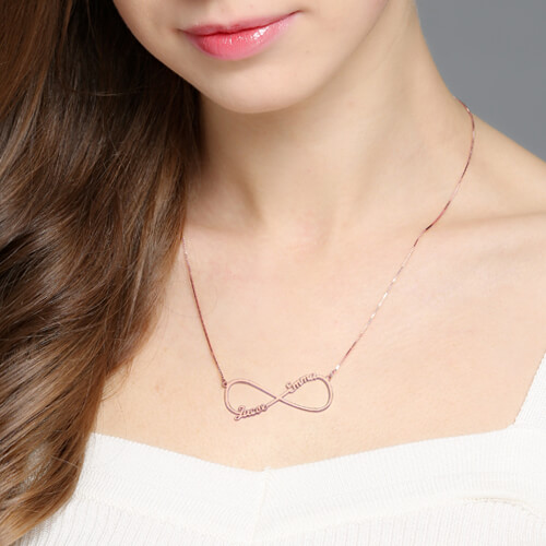 Infinity Necklace Two Names - Rose Gold