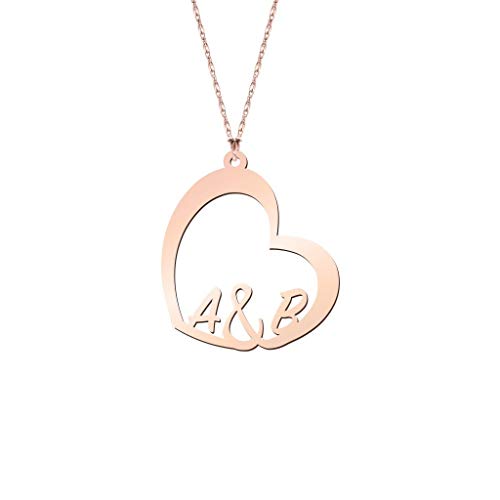 Initial Heart Necklace Rose Gold Plated