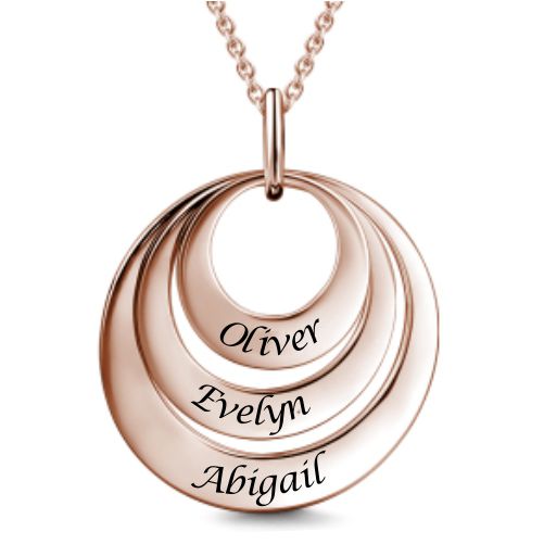 Engravable Three Disc Necklace Rose Gold Plated