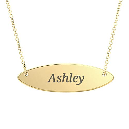 Circle Nameplate Necklace with Gold Plating