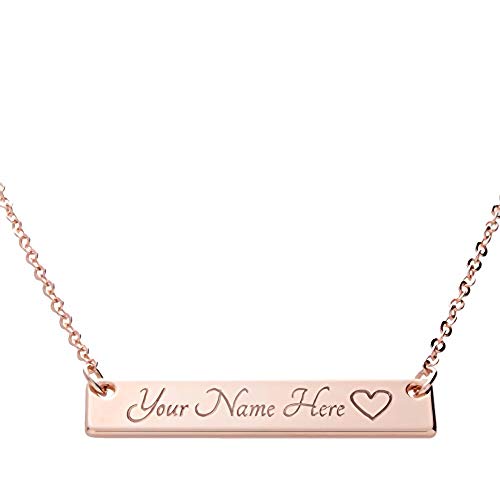 Bar Necklace Engraved Rose Gold Plated