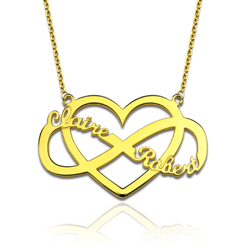 Infinity and Heart Name Necklace Gold Plated
