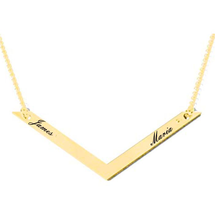 Curved Bar Name Pendant 18k Gold Plated
