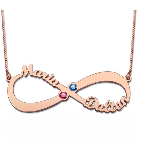Infinity Name Birthstone Necklace - Rose Gold
