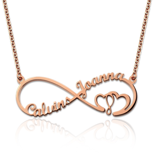 Infinity Heart In Heart Necklace In Rose Gold