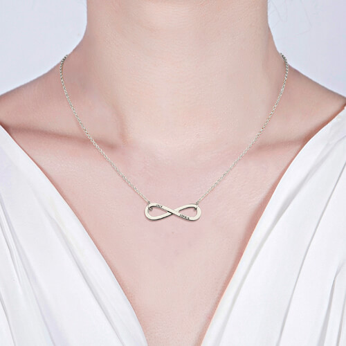 Engraved Infinity Symbol Necklace Sterling Silver
