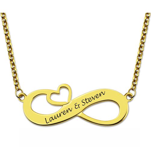 Engraved Infinity Heart - Gold Plated Silver