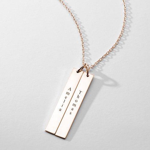 Engraved Bar Necklace Rose Gold Plated