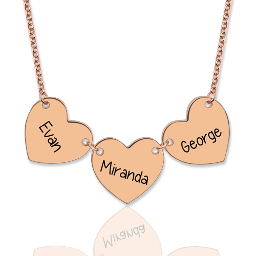 Custom Engraved Heart Necklace In Rose Gold