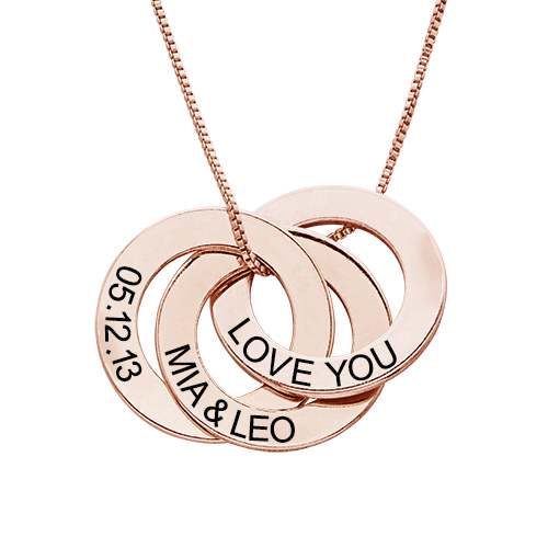 Engraved Russian Ring Necklace In Rose Gold