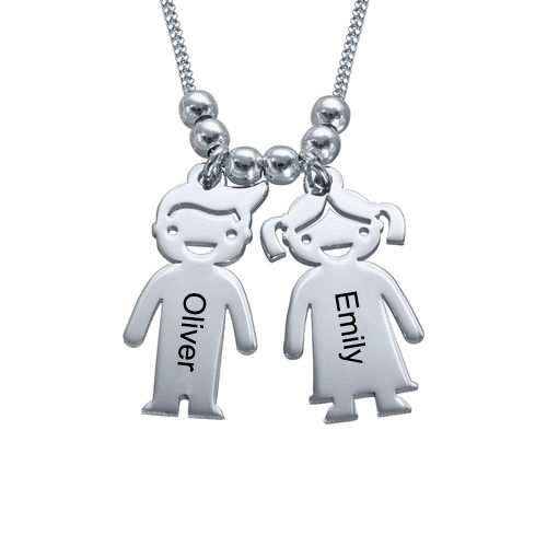 Engraved Kids Charm Necklace Sterling Silver