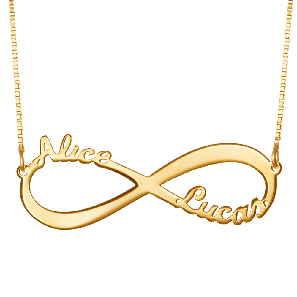 Infinity Necklace Double Name - 18k Gold Plated